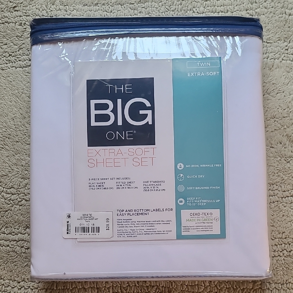 The Big One Extra-Soft Sheet Set - White and Blue